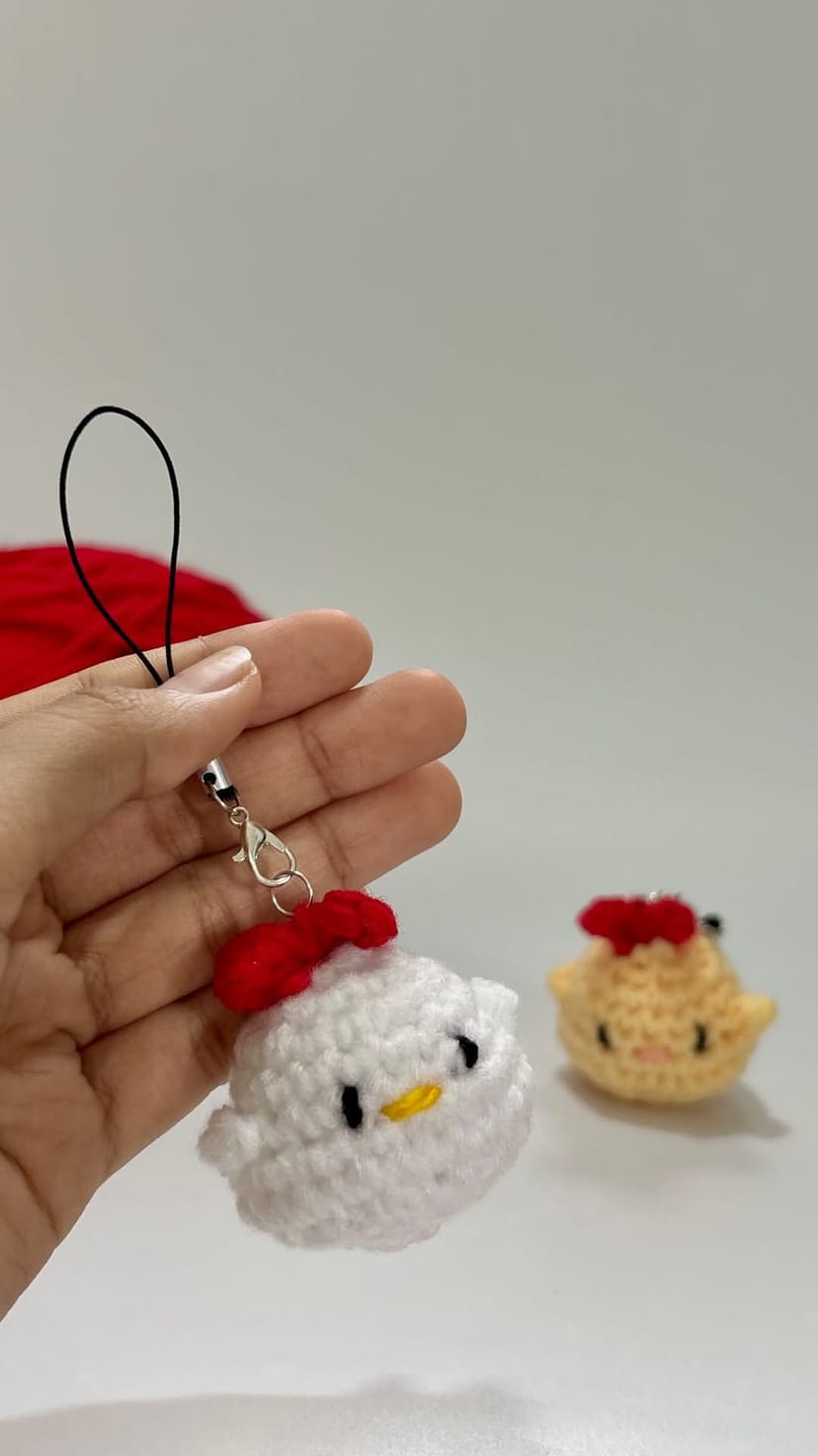 Handmade Crochet Chick Charm - Image 1